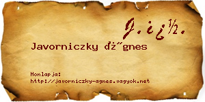 Javorniczky Ágnes névjegykártya